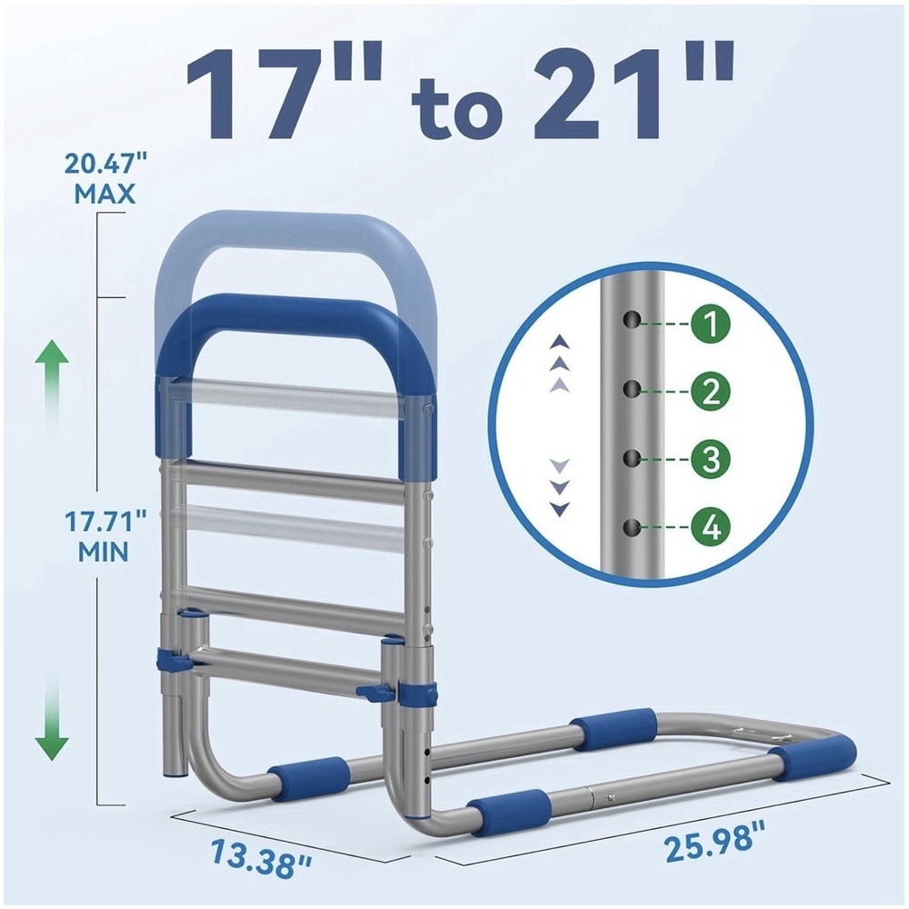 Loyoda Bed Safety Rails Handrail Grab Bar Bedside Handrail for Elderly Assist
